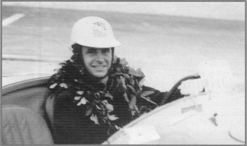 Sherm Deck after winning the 1957 Collier Cup race at the Glen