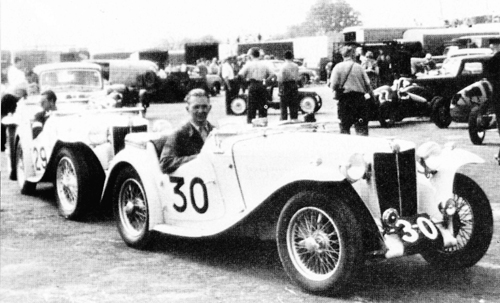 Dick Jacobs Waiting for Scrutineering at the 1949 'Daily Express Silverstone Race'