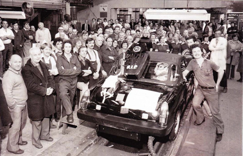 The last MG Midget heads down the Abingdon assembly line