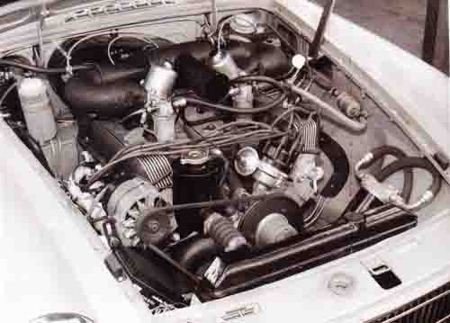 Ken Costello’s version of the Rover V8 engine installed in the MGB