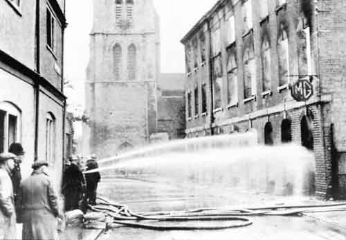 The Abingdon warehouse fire in 1943, which saw many rare development & racing parts lost