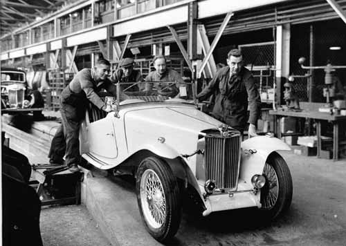 The last MG TC Midget coming off the Abingdon Assembly Line in 1949