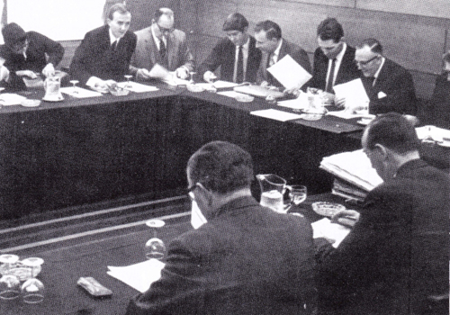 The 1968 Council Meeting. Identified from left: Russell Lowry, John Thornley, Gordon Cobban, Tom Hazlem and Ron Gammons.