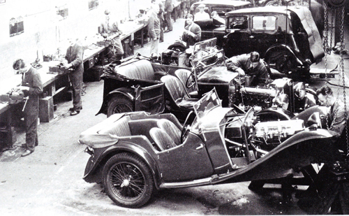 The MG Service Department. Members were offered benefits including spares of up to £5 sent immediately by the MG Works to any MG Car Club members who broke down in Great Britain.