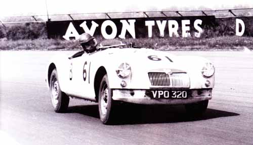 Wilson McComb racing Gordon Cobban’s MGA at Silverstone 1959