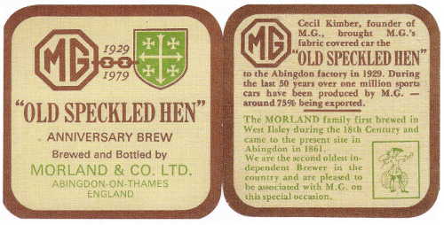The original "Old Speckled Hen" beer mat