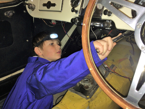 Charlie Working on the Steering Column