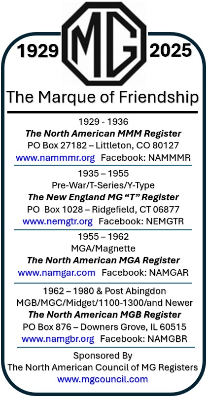 North American MGA Register has rejoined the North American Council of MG Registers